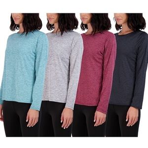Real  Essentials 4 Pack Womens Dry-Fit Long Sleeve Top Size L